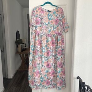 Floral Kids Dress - Pink and Blue